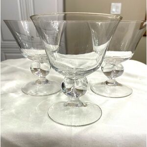 SET OF 3 VERY RARE BLANKA BY MALERAS SWEDEN CRYSTAL CHAMPAGNE/SHERBET COUPES